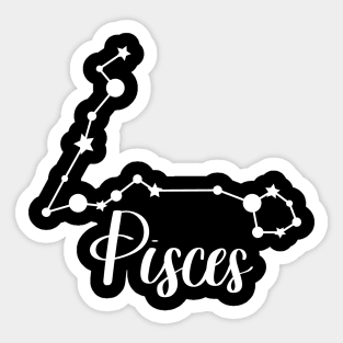 Pisces Zodiac Constellation in White Sticker